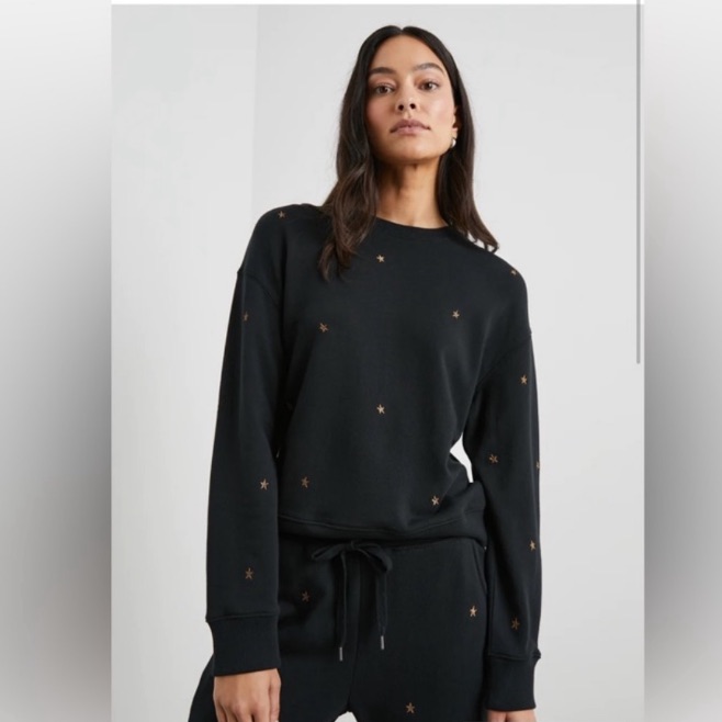 Rails Ramona Black Star Embroidered Sweatshirt And Joggers Set Xl